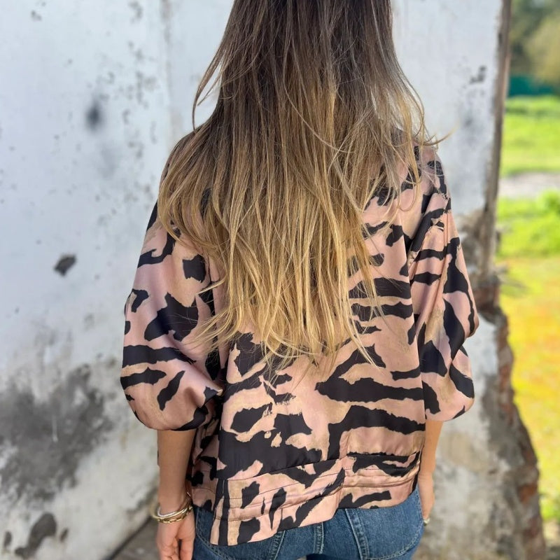 Zelda™ | Giacca Bomber con Zip e Stampa Zebra