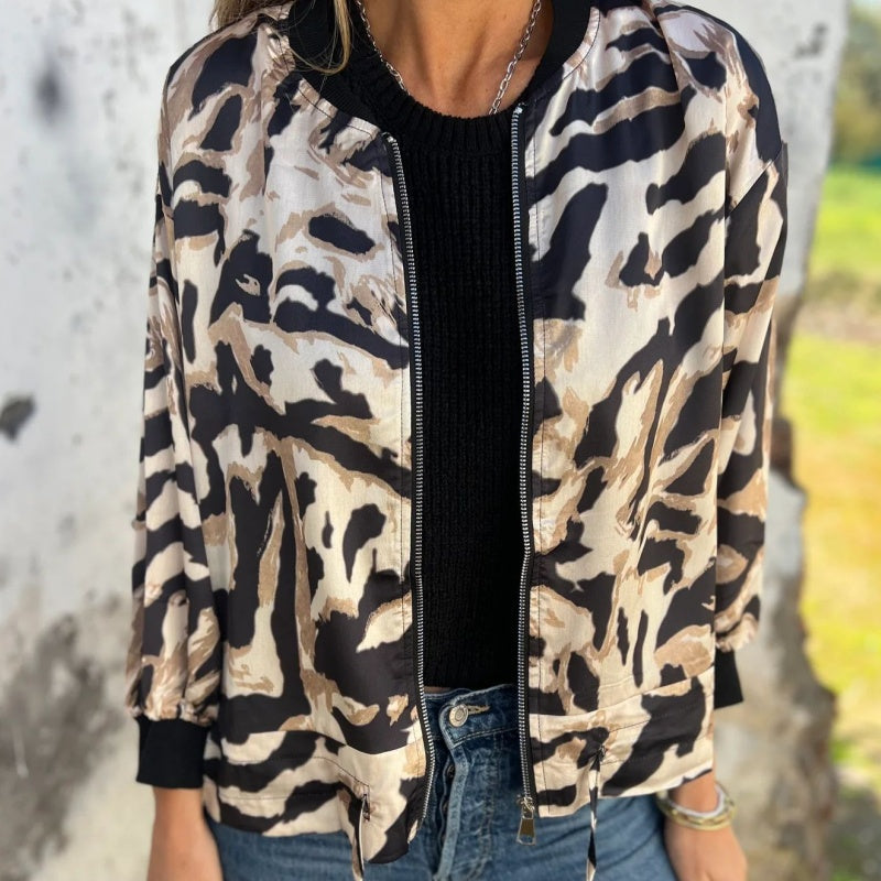 Zelda™ | Giacca Bomber con Zip e Stampa Zebra