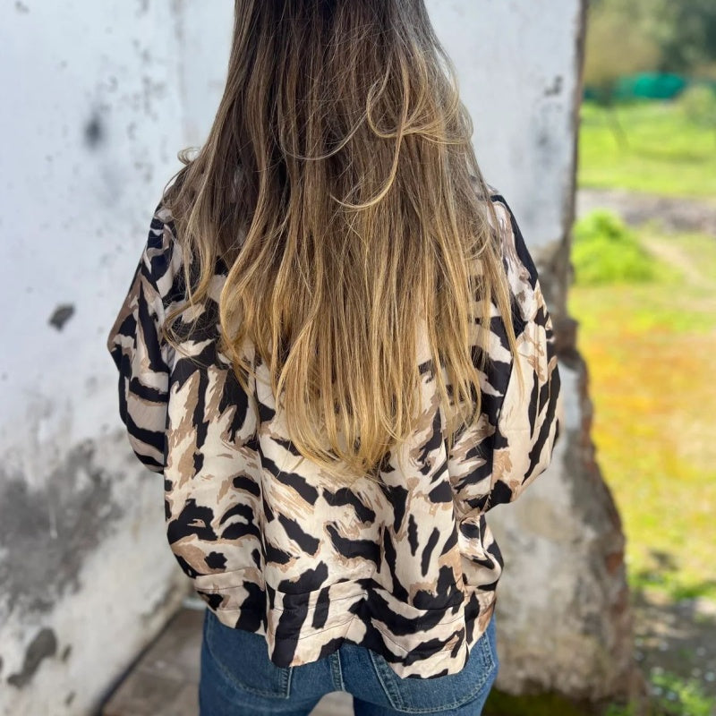 Zelda™ | Giacca Bomber con Zip e Stampa Zebra