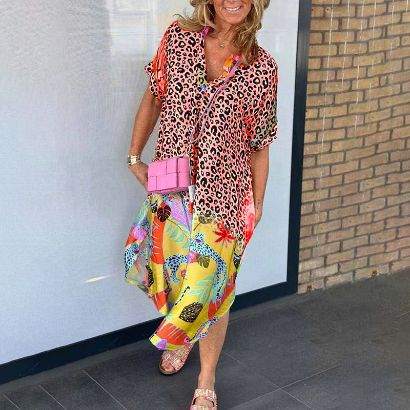 👗Élisabeth™ | Robe d'été fluide à imprimé éclatant et col en V
