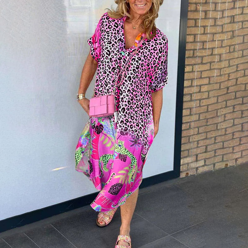 👗Élisabeth™ | Robe d'été fluide à imprimé éclatant et col en V